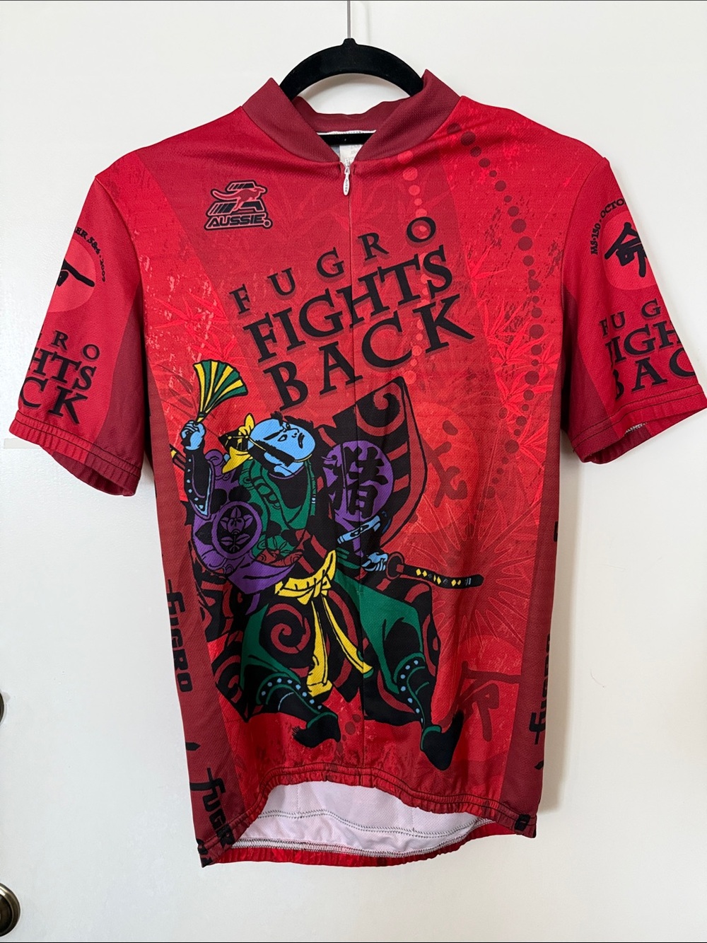 Fights Back MS Men's Red Graphic Cycling Jersey